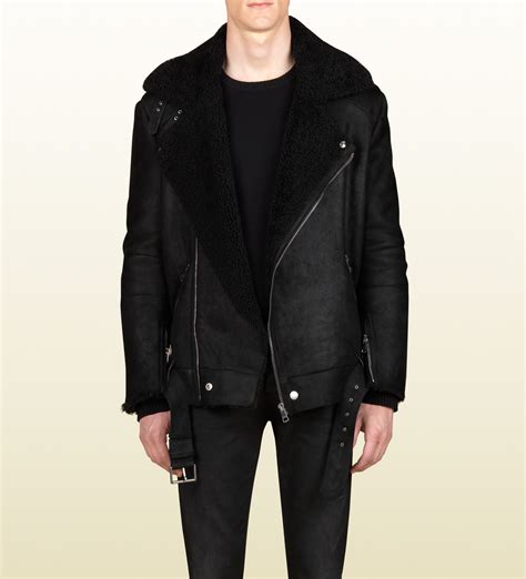 jacket men gucci|gucci shearling jacket for men.